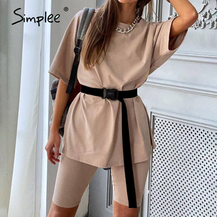 womens two piece 极速Simplee with solid suits belt Caskual