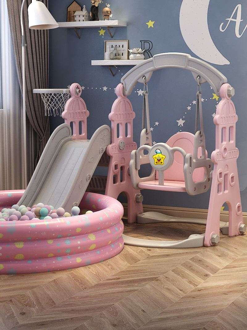 极速滑梯儿童室内家用2至10岁宝宝秋千组M合加厚环保二合一滑滑梯