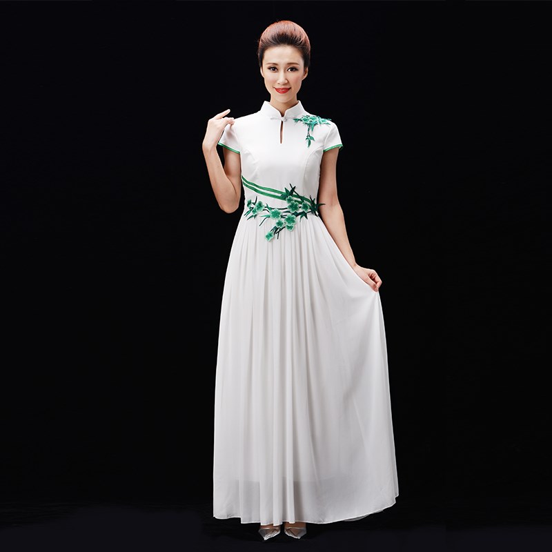 极速中老年合唱团演o出服女长裙民乐诗朗诵指挥晚礼服中式合唱服