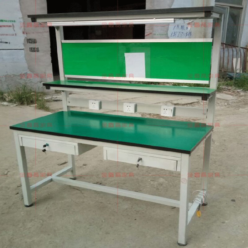 极速带灯架工作台防静电工作台操作台装配台带抽S屉工作台维修桌