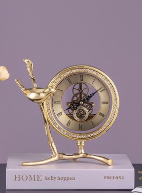 新品客厅创意现代轻奢华s座钟摆件桌面台式台钟美式坐钟家用个性