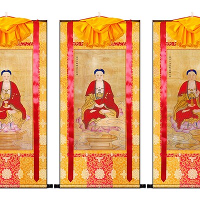 极速一套三幅挂画k像 5001三宝佛三世佛释迦牟尼佛如来阿弥陀佛药