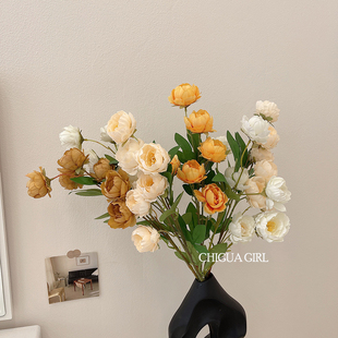 极速牡丹花客厅餐桌装饰品摆件花束仿真花K假花摆件装饰花拍照道