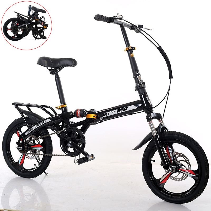 极速免安装折叠自行车青少年超轻便便携式K16寸可O折叠中大童山地