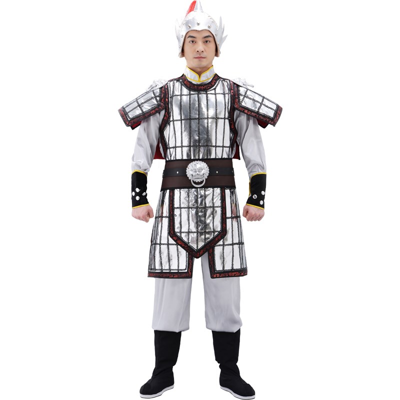极速中国新款盔甲演出服装舞w台装布面夹心士兵扮演游园写真服唐
