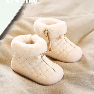 极速厂家女宝宝雪地靴2023冬季软底加绒保暖N1一3两岁半棉鞋婴儿