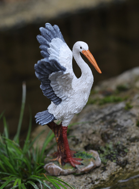 极速创意白鹭摆件l仿真动物仙鹤庭院花园微景观盆景假山鱼池造景