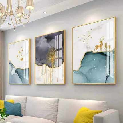 轻奢北欧客厅装饰画三联画沙发背景墙墙上挂画ins风现代简约壁画