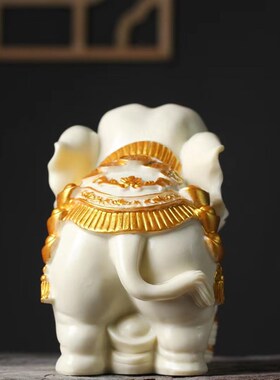 新品象牙果雕刻描金款吉祥如意象手把装J饰品汽车办公室摆件工艺