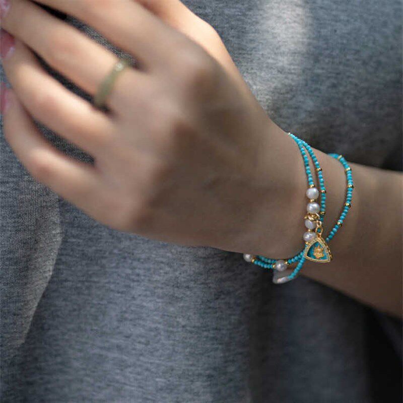 极速绿度孔雀石珍k珠项链绿松石珍珠项链手链吊坠挂件藏式民族风