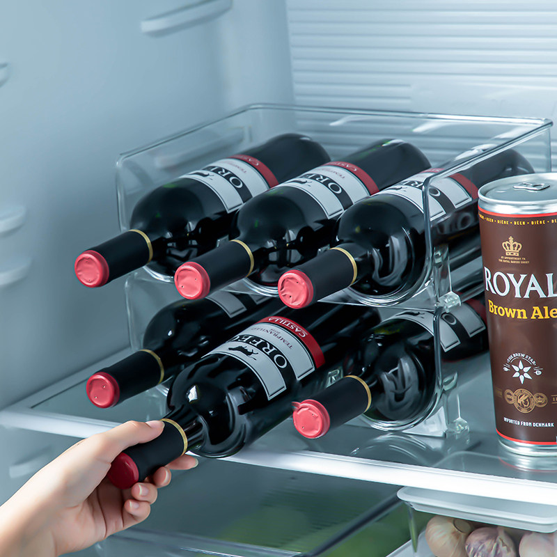 极速日本PET葡萄酒架红酒v冰箱收纳简约吧台摆件酒柜酒瓶置物装饰