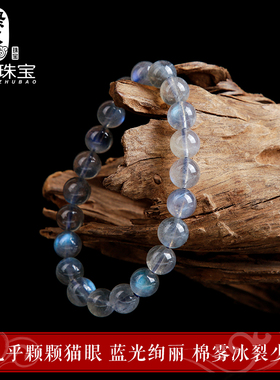 新品拉长石灰月光石水晶圆珠子散单珠手串链耳饰耳坠di.y配件饰品