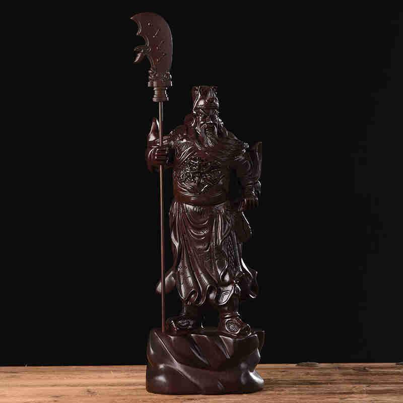 极速新品黑檀木雕关公摆件实w木质雕刻关二爷武财神家居客厅公司