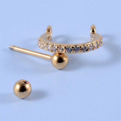 极速1pcs Surgical Steel Barbell WitEh CZ Hoop Ear Tragus Car