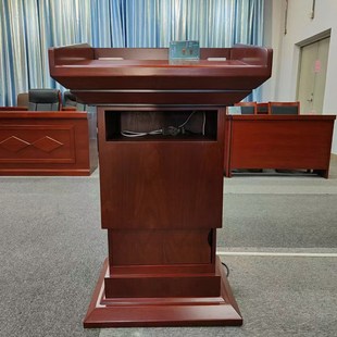 极速带脚踏d实木升降演讲台可遥控 会议室发言台 商用智能讲台接