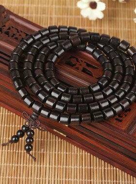 新品黑檀桶珠10j8颗手串紫光檀念珠紫檀黄花梨沉香阴沉木金丝檀木
