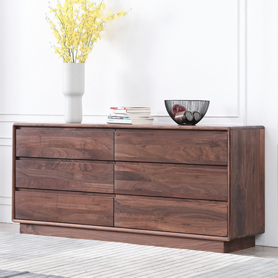 极速实木斗柜收纳柜北美黑胡桃木A储物柜客厅靠墙柜子卧室抽屉柜