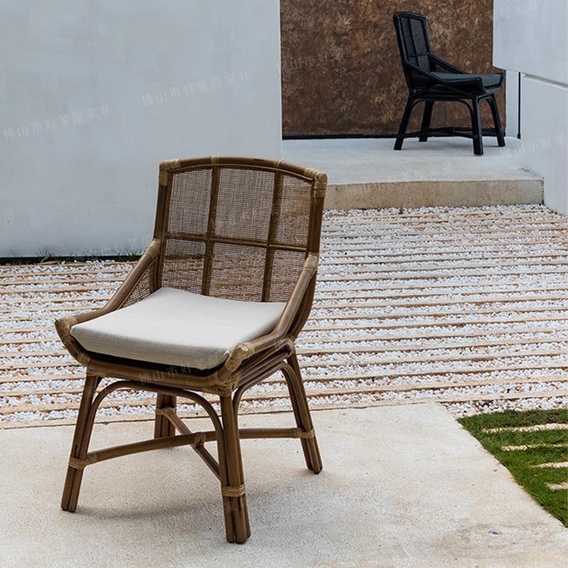 极速日式真藤椅 哈珀印尼藤复古休闲单人椅子饭厅餐.椅民宿茶舍