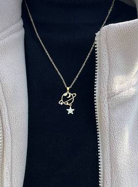 极速-ins planet clombination necklace planet star copper inl