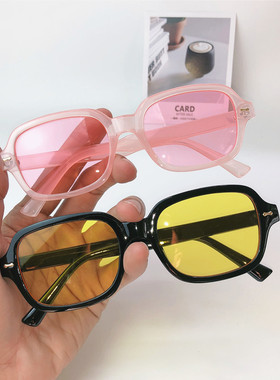 极速黄色墨镜透明镜片粉色边v框女潮网红ins超火街拍绿色框太阳眼