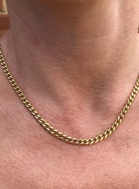 极速Fashion New mm Cubran Chain Necklace Men Gold Color Stai