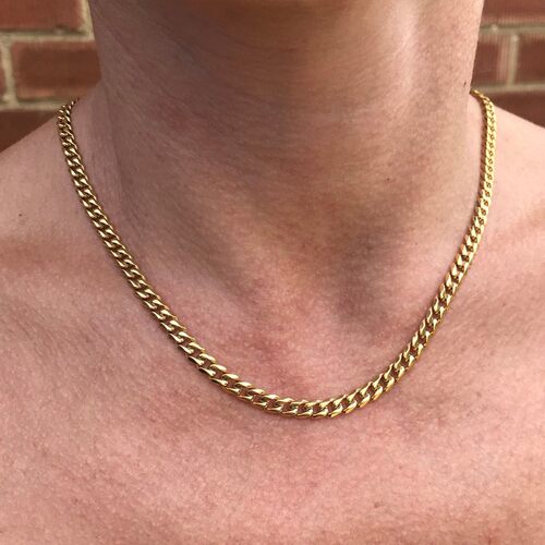 极速Fashion New mm Cubran Chain Necklace Men Gold Color Stai