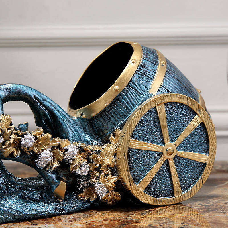 极速欧式b创意复古葡萄红酒架摆件马车家用酒杯瓶摆设新房客厅礼