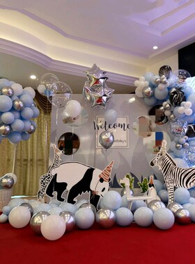 极速双层马卡龙色浅蓝色 圆形乳胶气球链5 10 12 18 V36寸大小装