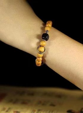 新品创意檀香木手串个性情侣复古风男女I款饰品佛系禅意民族风手