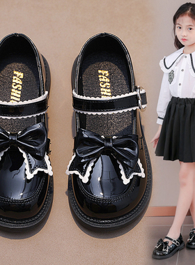 极速六一儿童节女童舞台演出v鞋黑色小皮鞋61朗诵钢琴女孩学生表