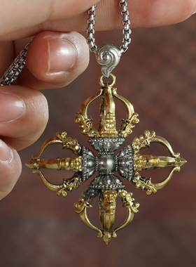 极速藏式黄铜尼泊尔普巴十字金刚杵吊坠头钥M匙扣挂件秽迹金刚项