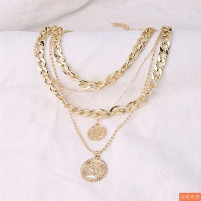 极速New Jewelry Multilayer round card Ipendant necklace fema