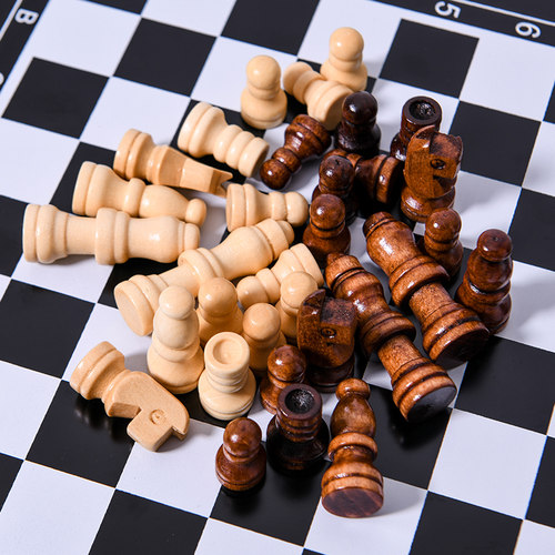 极速木质国际象棋扑克牌骰子多米诺4F合一套装 益智游戏儿童成年