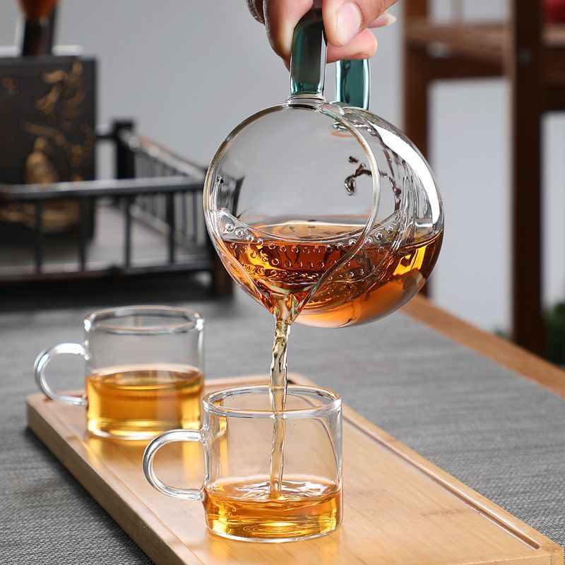 极速月牙过滤公杯大号泡茶杯湖绿把F公道杯茶漏一体玻璃绿茶壶公