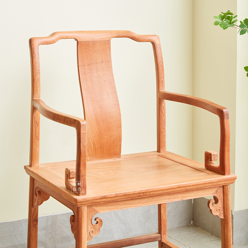 极速红木家具大果紫檀中式太师椅复古实木圈椅官帽椅缅Z花南官椅