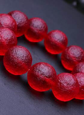 极速老料莫尔达维红陨石手錬男女款手串高频血陨T原石宇宙矿物把