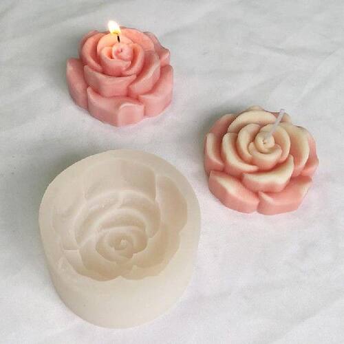 新品Rose Candles Molds 3D Rose Silicone Candle SMold For Res