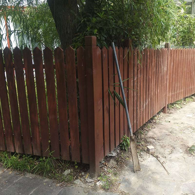 极速庭院花园防腐木栅栏户外x围栏篱笆墙碳化木实木栏杆别墅围墙