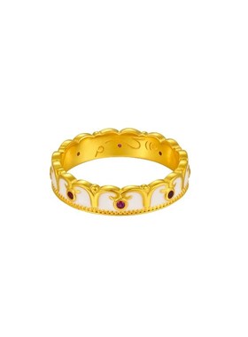 极速藏式纯银戒指度m莲花复古纯银尾戒指女小众设计镀金镶红刚玉