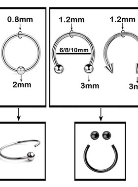 极速2&5Pcs/Pack 16G 20G Surgical Steel Helix HorseshoeZ Sept