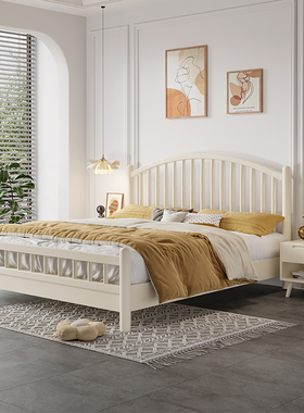 极速白色实木床1.8米大床主卧室收纳床经济型1.R5米北欧双人床简