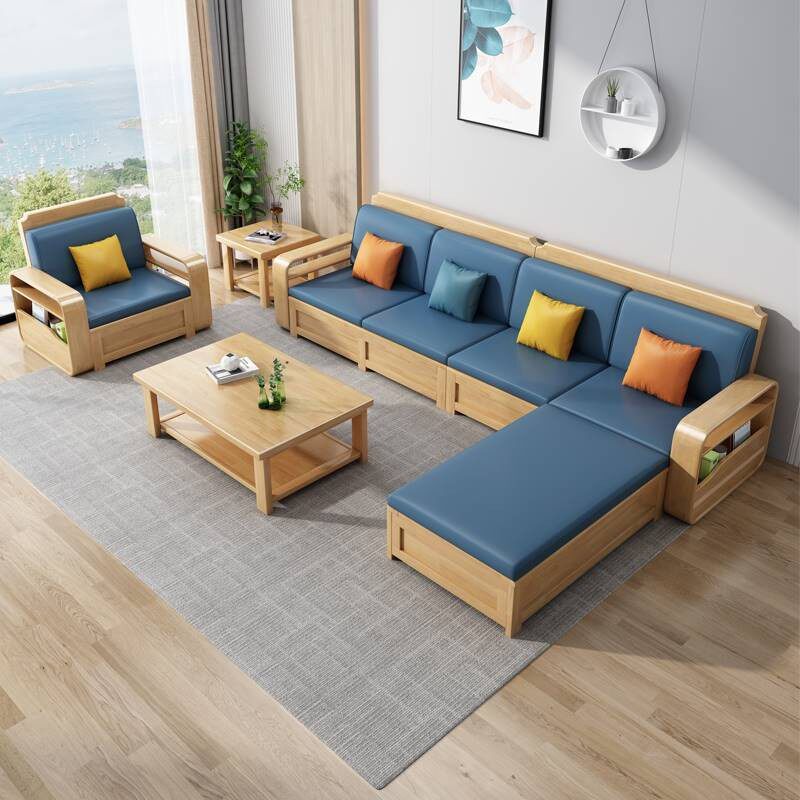 极速北欧实木沙发木质小户型客A厅简约现代全实木家用冬夏两用高