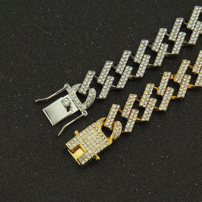 极速Jewelry geojmetric rhombus diamond Cuban chain necklace