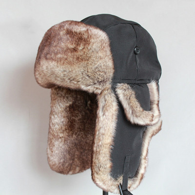 极速Winter gBomber Hat  For Men Faux Fur Russian Hat Ushanka