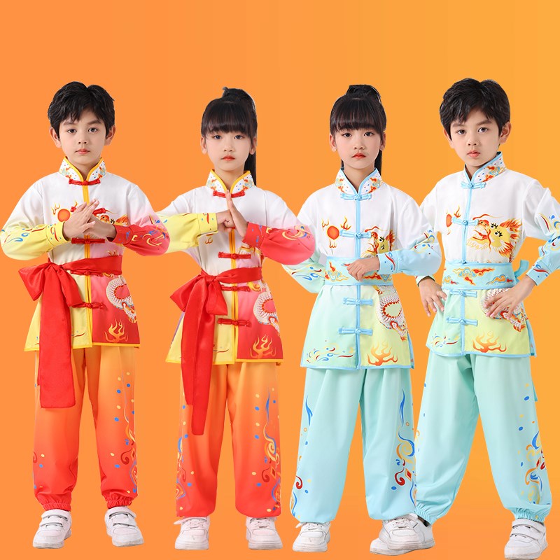 元旦儿童武术表演练功服s小学生中国风比赛服太极功夫体操练功服