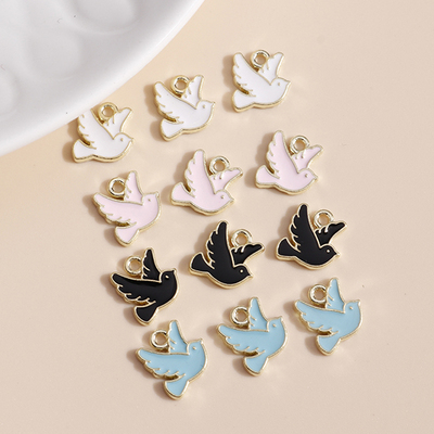 极速10pcs 13*11mm Enamel Peace Pigeon Dove NCharms DIY for N