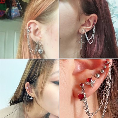 极速1PC Surgical Stepel CZ Gem Ear Tragus Cartilage Piercing