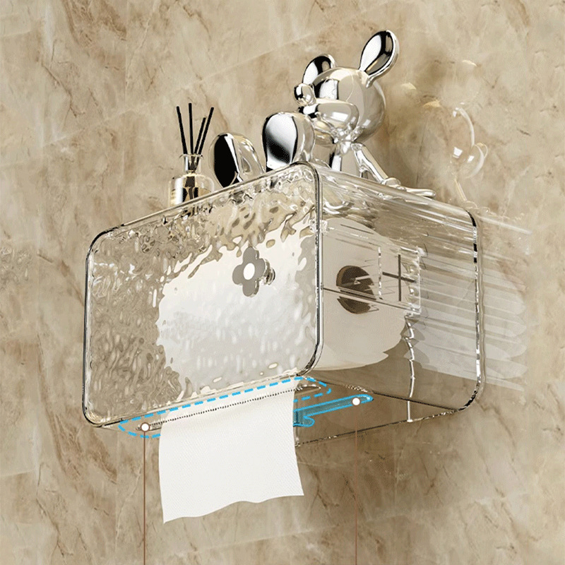 极速化妆室卫生纸盒壁挂式洗脸巾卷筒卫生纸O置物架厕所纸巾盒免