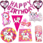 Paper Straw Plate 极速Marie BalXloon Theme Tablecloth Cat