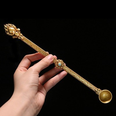 极速慧宝甘露勺烟供勺火供勺水供勺薰香勺西藏密宗V供煨桑炉黄铜